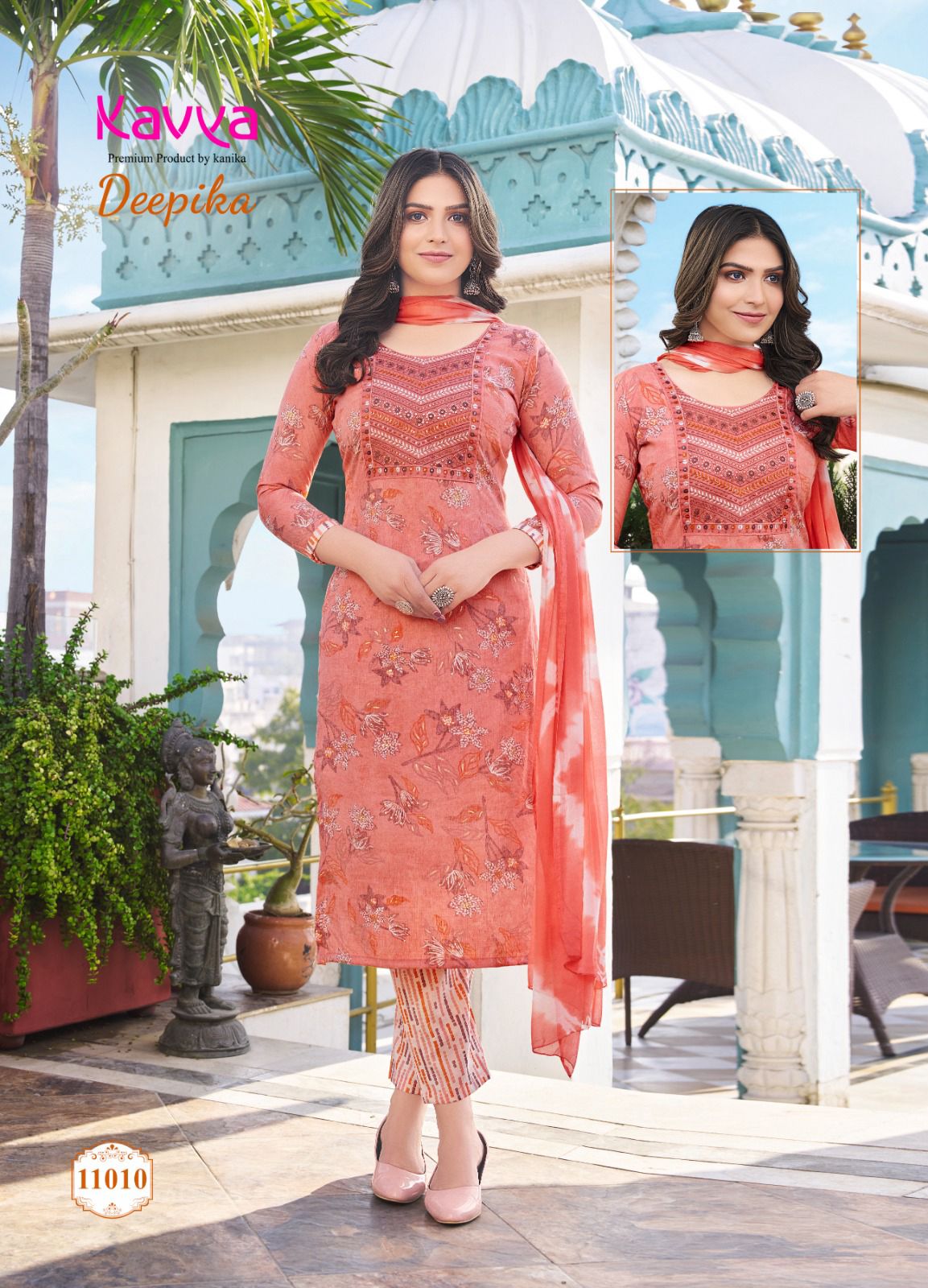 Deepika Vol 11 By Kavya Straight Cut Embroidery Kurti With Bottom Dupatta Wholesale Market
